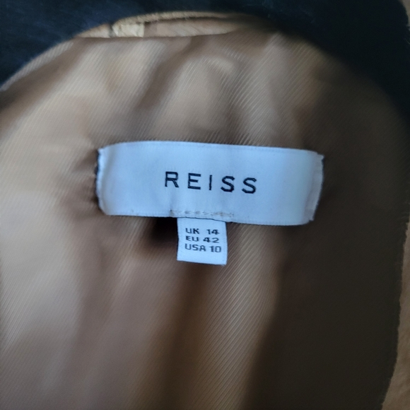 REISS Suede Lamb Leather Biker Jacket Size 10 - Picture 7 of 11